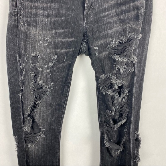Agolde Chloe Low Rise Slim Jeans Liverpool Black Distressed Size 24 - Picture 10 of 10